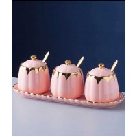 Ceramic Spice Jars With Lid Pink
